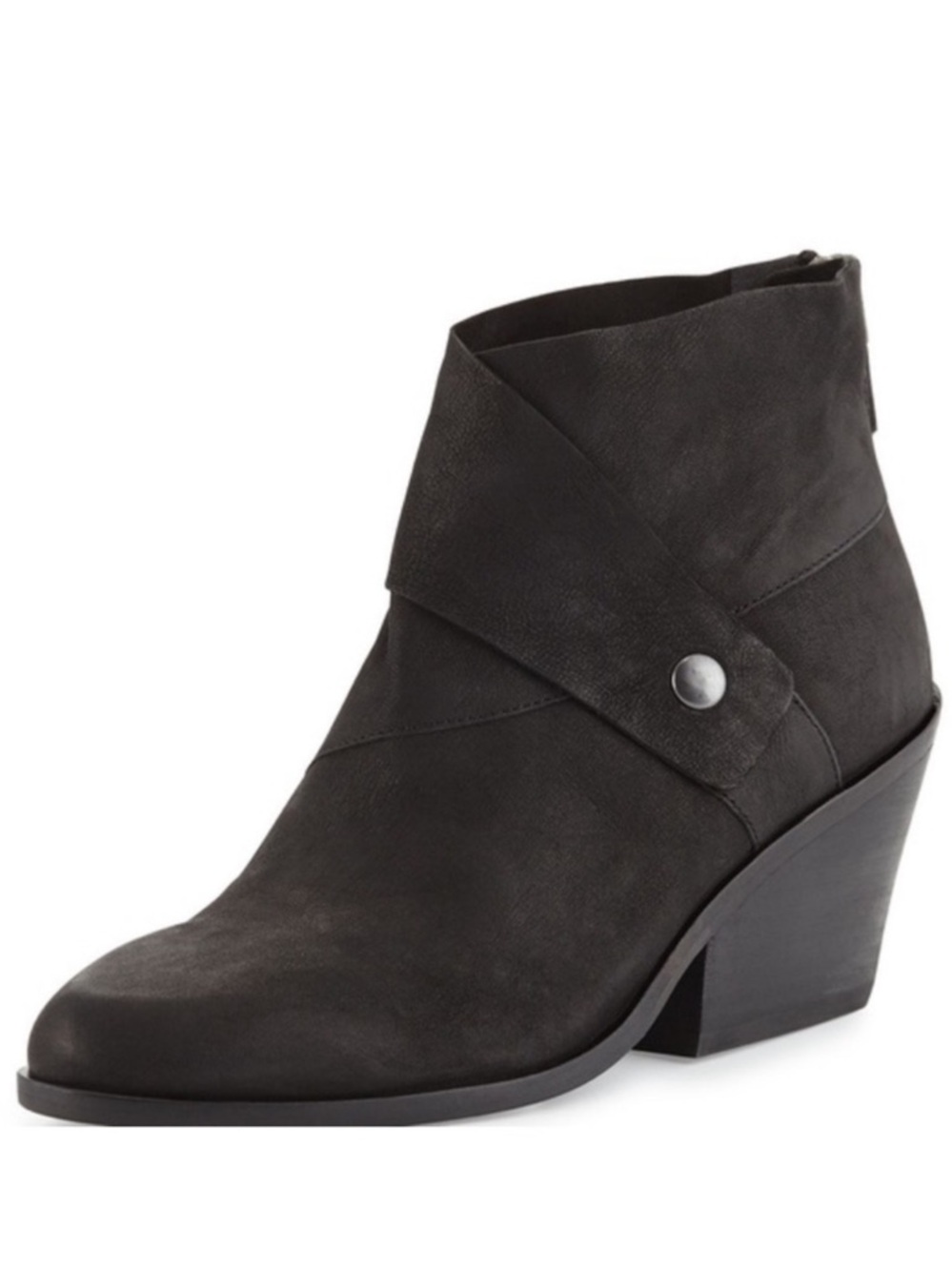 Eileen Fisher Billie Tag Wrap Black Leather Ankle Boots Women's Size 9